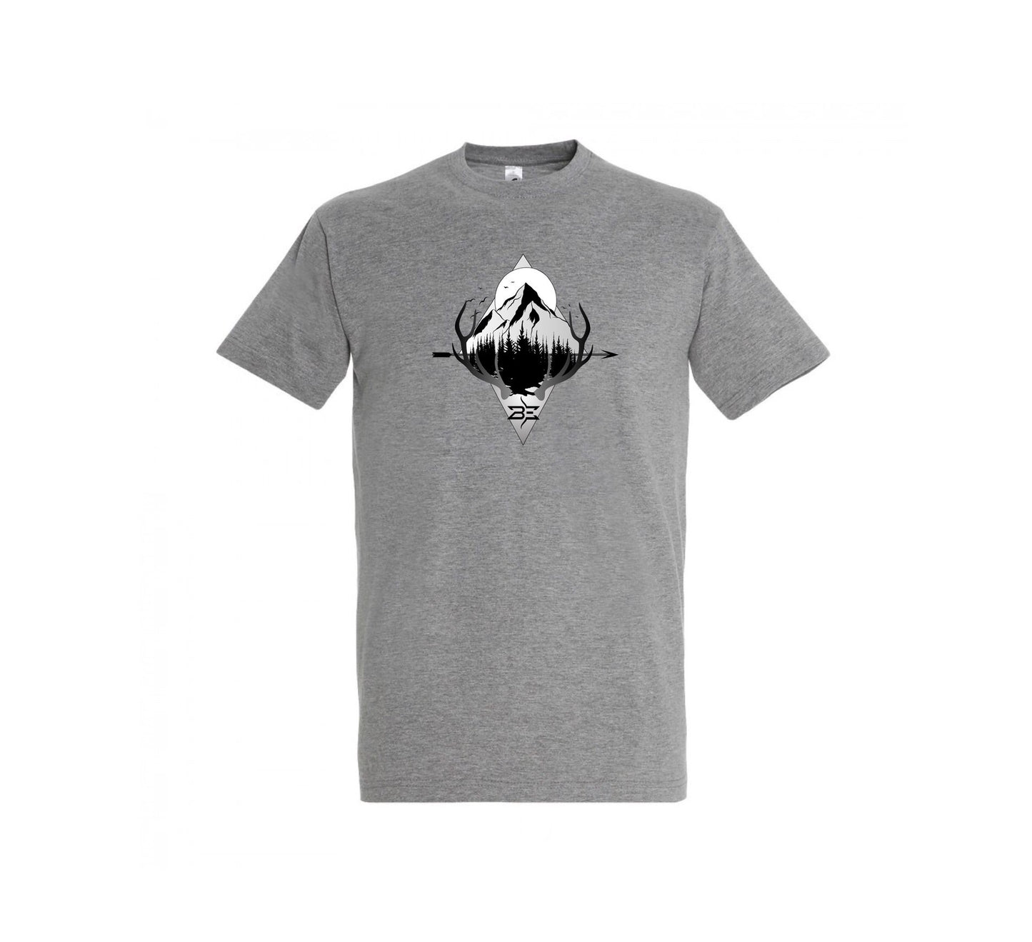 GREY ELK MOUNTAIN DESIGN MEN'S T- SHIRT