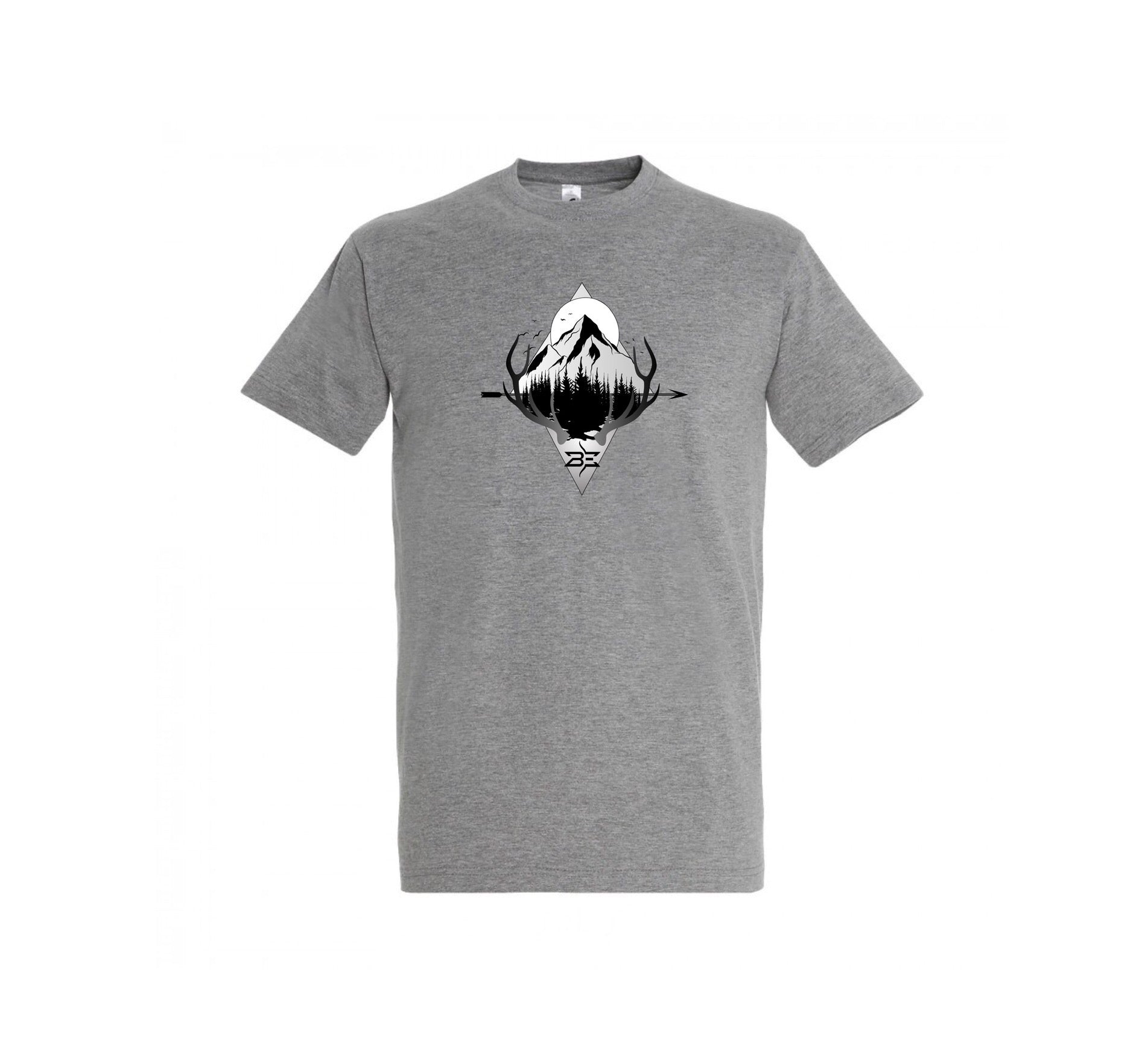 GREY ELK MOUNTAIN DESIGN MEN'S T- SHIRT